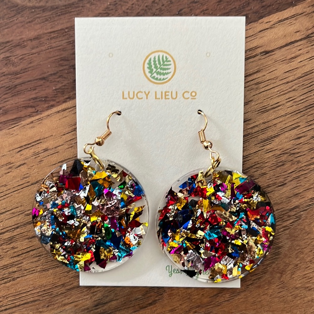New! Lucy Lieu Co Confetti Earrings Hand Crafted